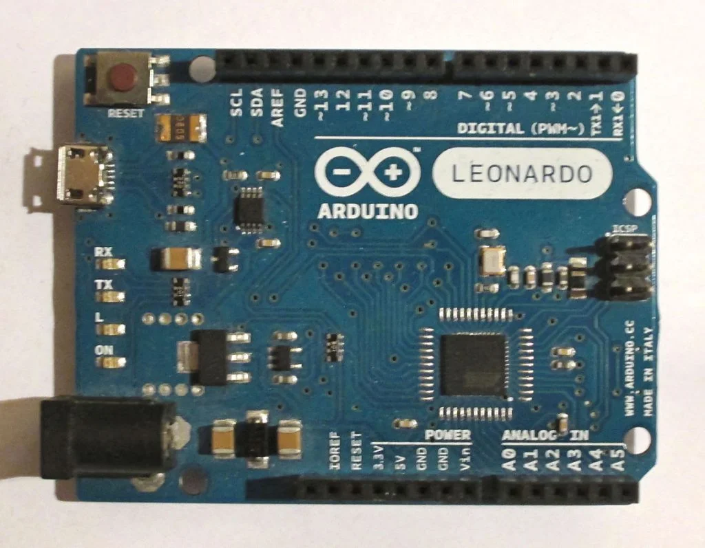 An Arduino Leonardo board.