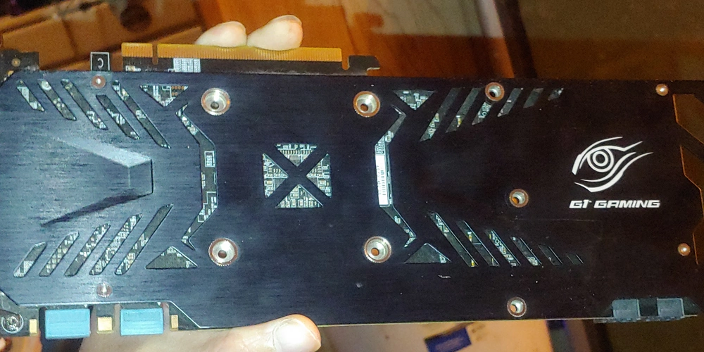 The cover which protects the underside of the graphics card.