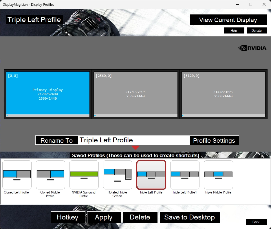 Display profile using only the left most monitor.