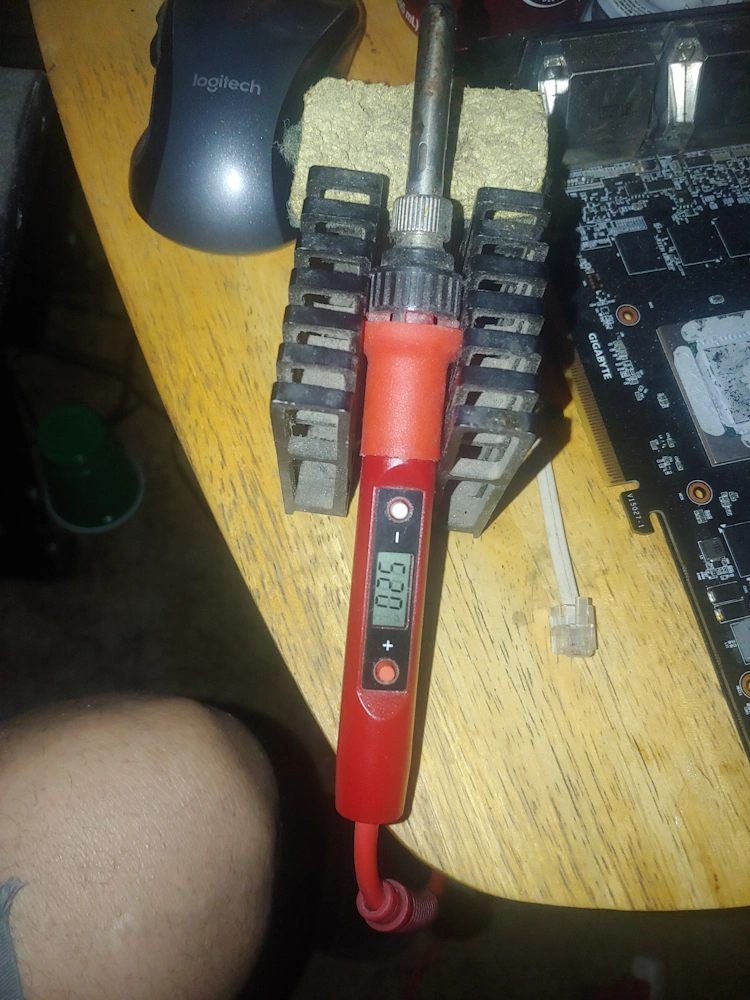 Digital adjustable temperature soldering iron.