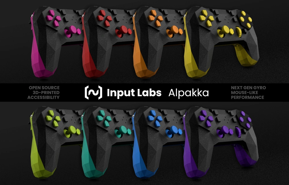 The Input Labs Alpakka in a rainbow of colors.
