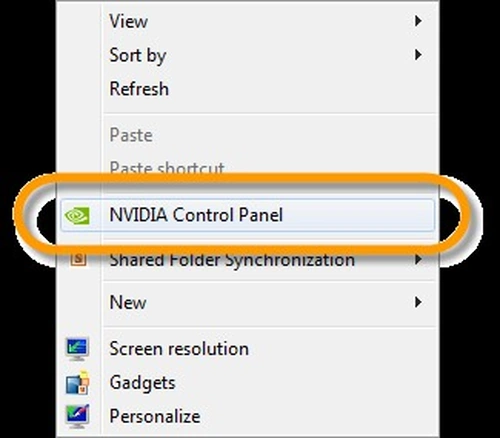 Nvidia Control Panel from the right click context menu.
