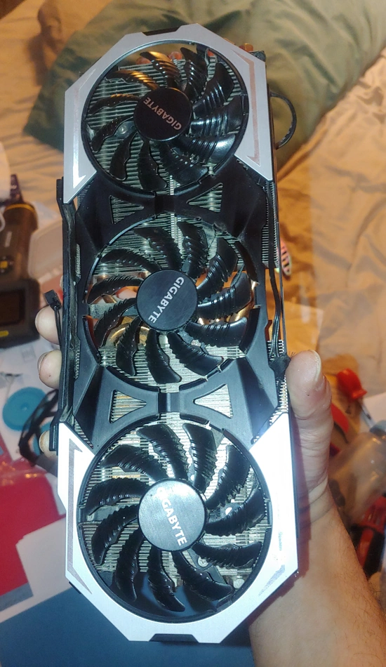 Fix a Burned out Nvidia Graphics Card: Top view of my burned out GTX 980ti.