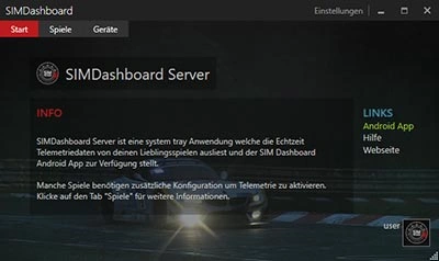 Sim Dashboard server on the PC side